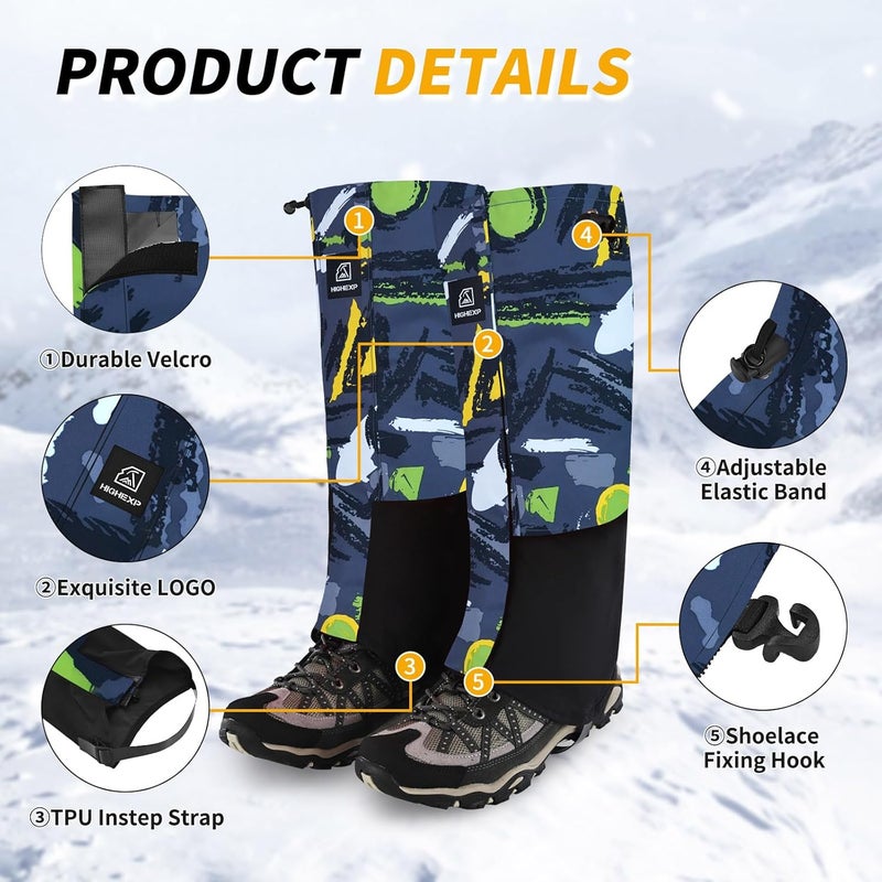 HIGH EXPERIENCE Store Leg Gaiters 100% Waterproof Adjustable Shoe Snow Boot Guard Gators for Hiking Shoe Cover Hunting Snowshoeing Climbing Walking for Women Men - Image 4